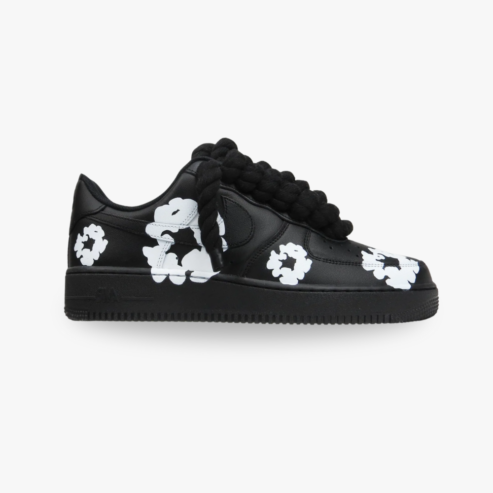 Customized AF1 Black Tears and Rope - Handcraftd
