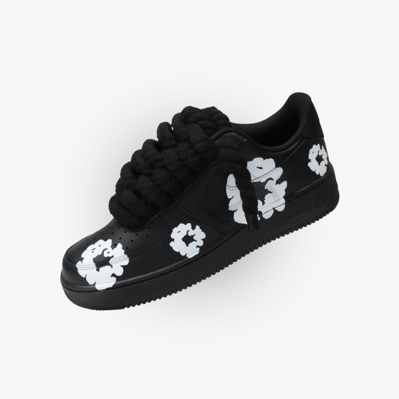 Customized AF1 Black Tears and Rope - Handcraftd
