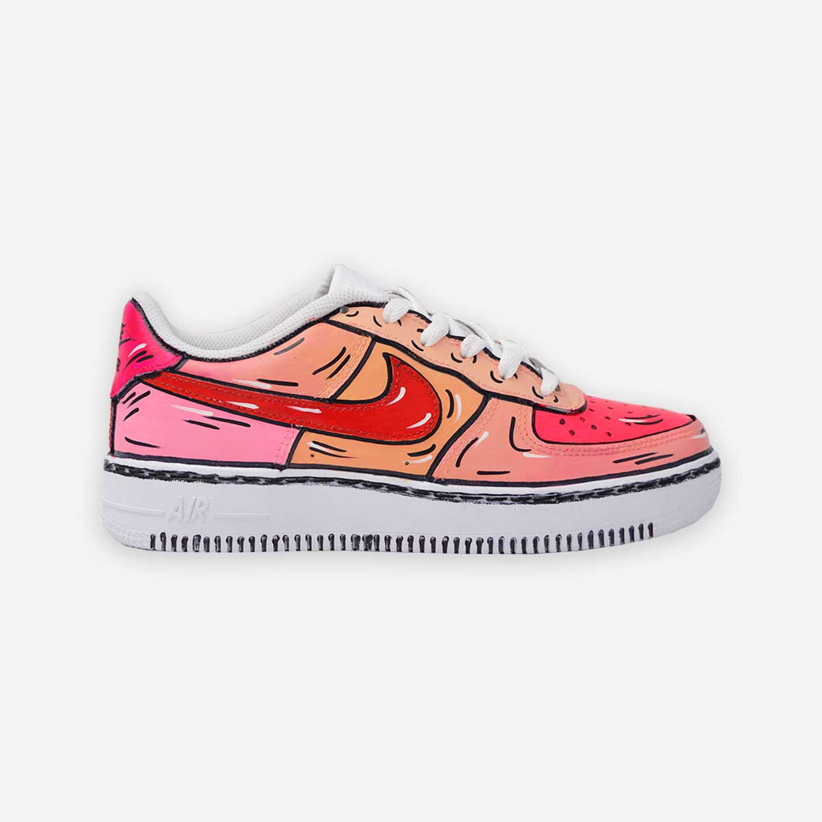 Customized AF1 Cartoon Red Pink - Handcraftd