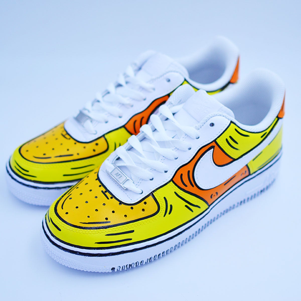 Customized AF1 Yellow Cartoon Sketched - Handcraftd