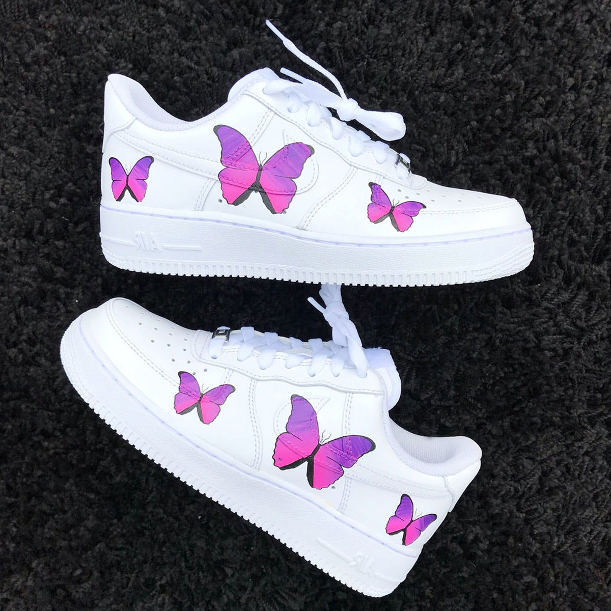 Customized AF1 Butterfly Purple Paint - Handcraftd