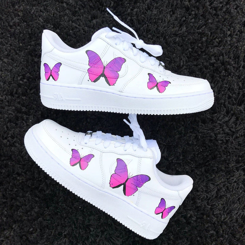 Customized AF1 Butterfly Purple Paint - Handcraftd