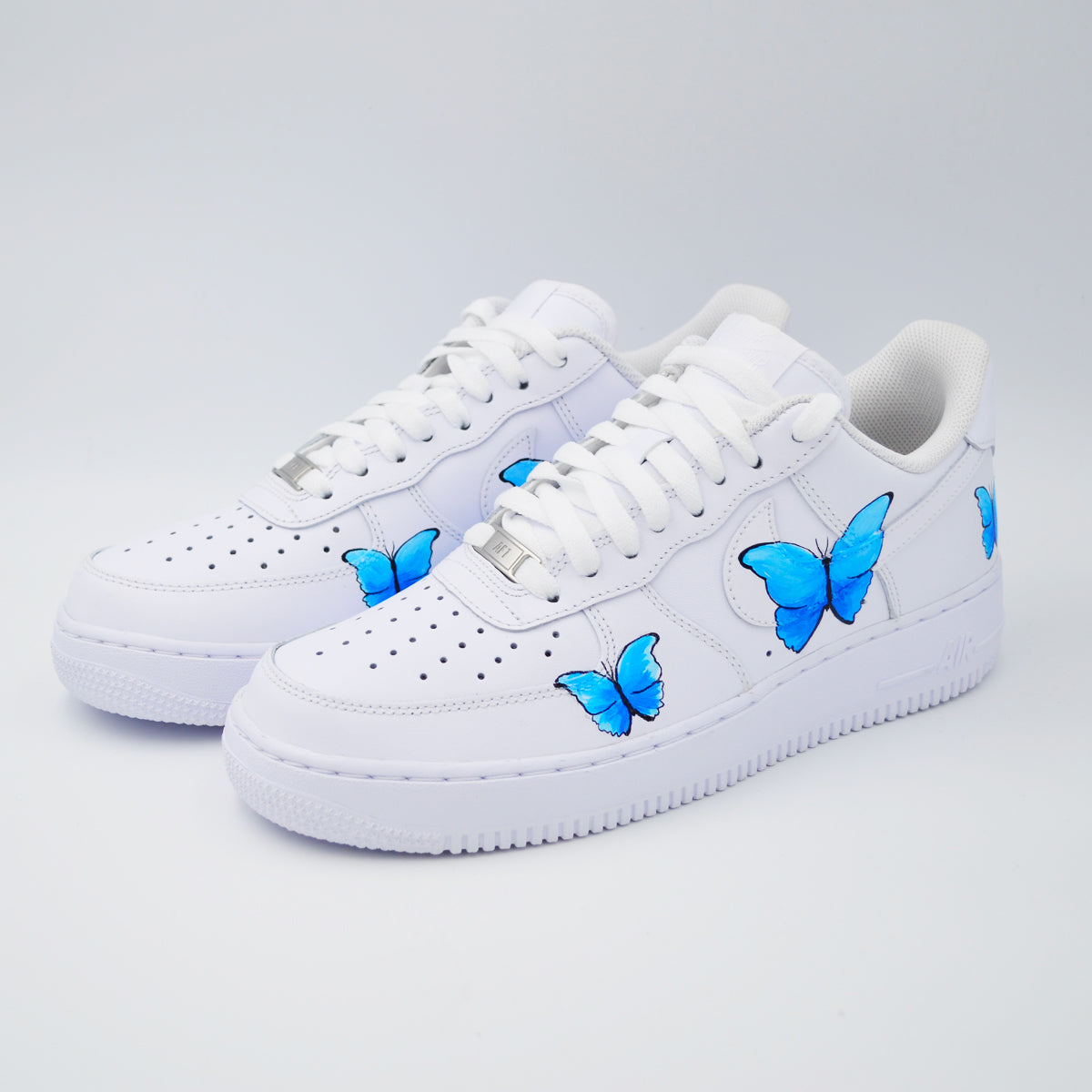 Customized AF1 Butterfly Blue Paint - Handcraftd