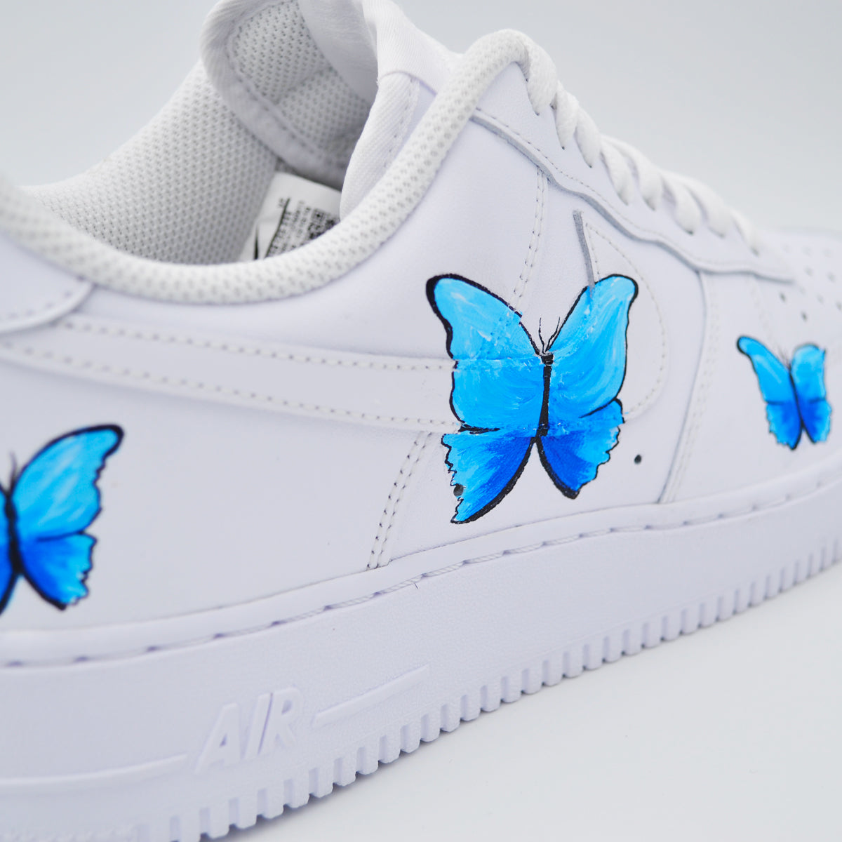 Customized AF1 Butterfly Blue Paint - Handcraftd