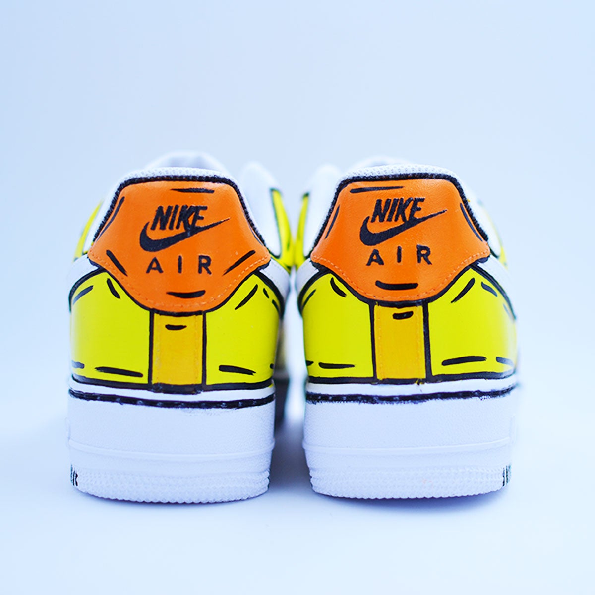 Customized AF1 Yellow Cartoon Sketched - Handcraftd
