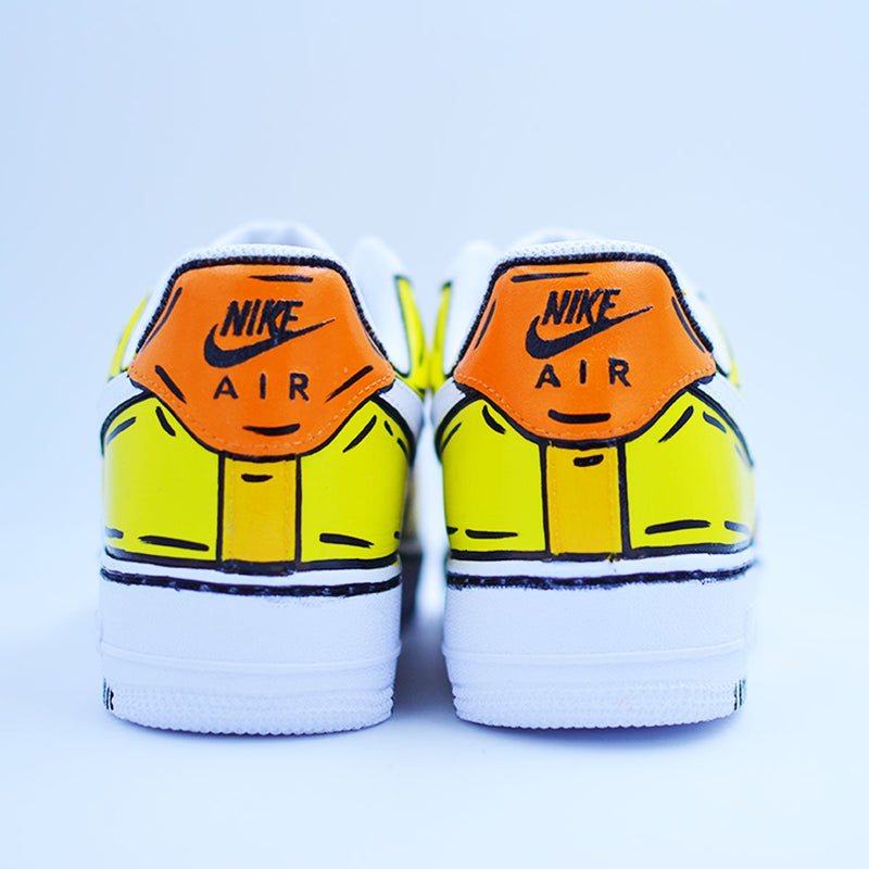 Customized AF1 Yellow Cartoon Sketched - Handcraftd