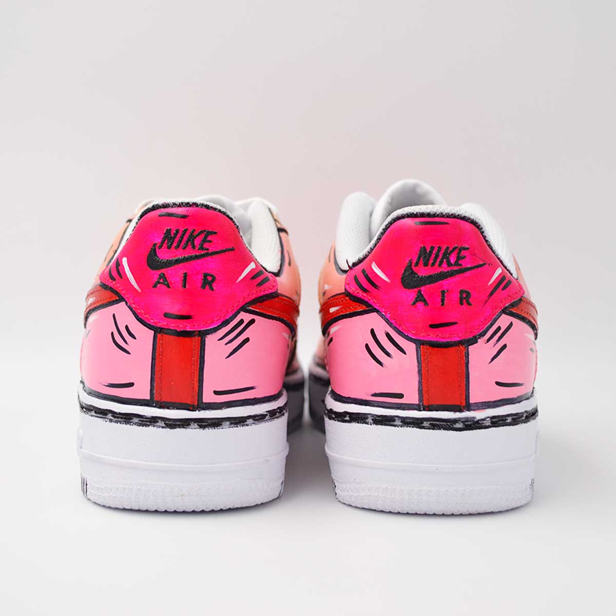 Customized AF1 Cartoon Red Pink - Handcraftd