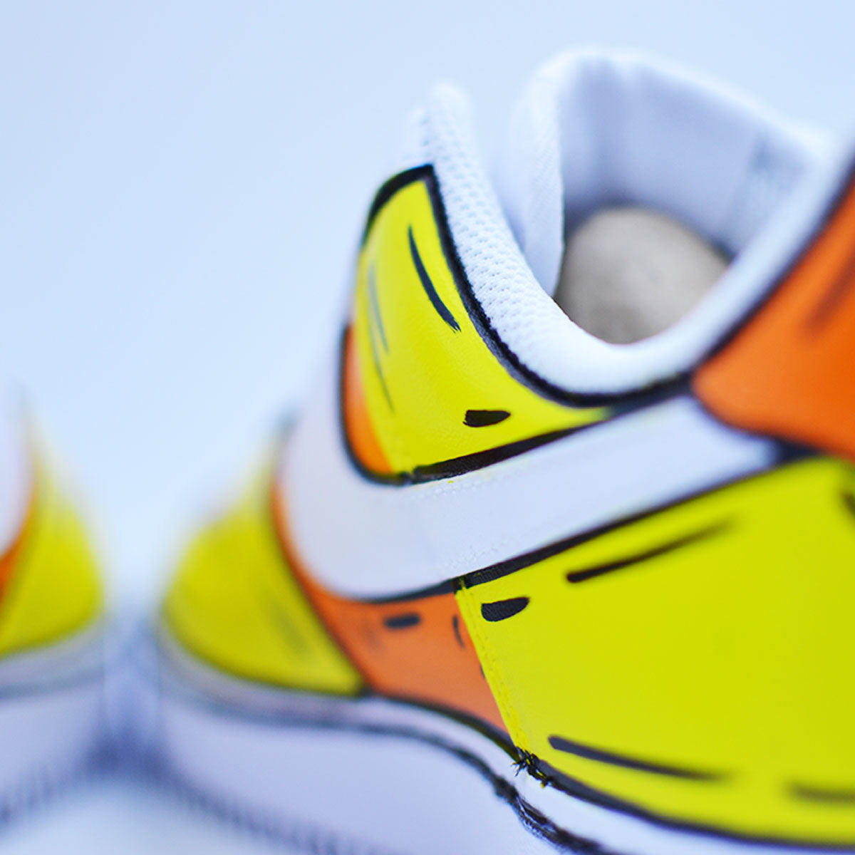 Customized AF1 Yellow Cartoon Sketched - Handcraftd