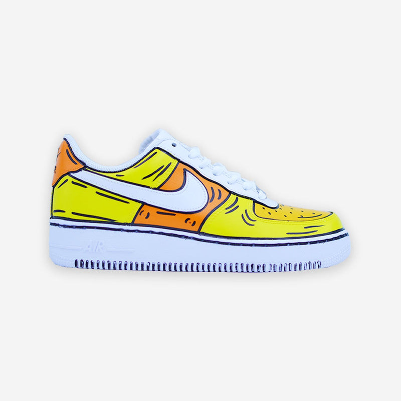 Customized AF1 Yellow Cartoon Sketched - Handcraftd