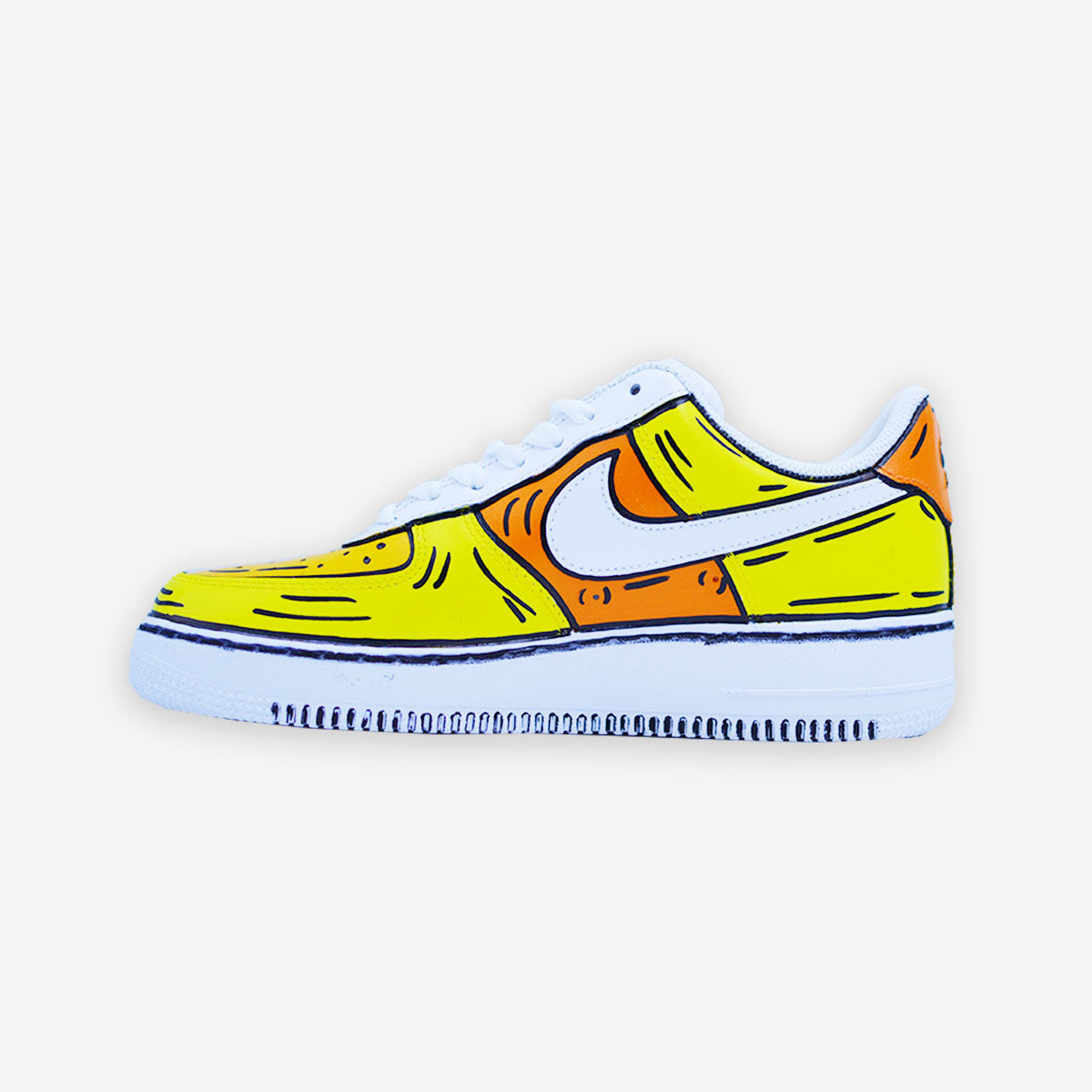 Customized AF1 Yellow Cartoon Sketched - Handcraftd
