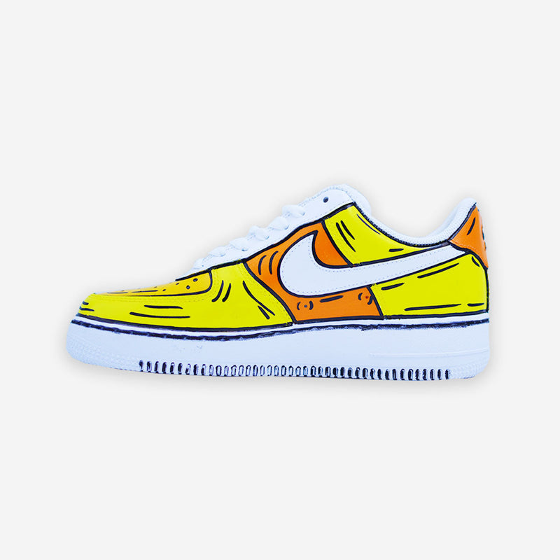 Customized AF1 Yellow Cartoon Sketched - Handcraftd