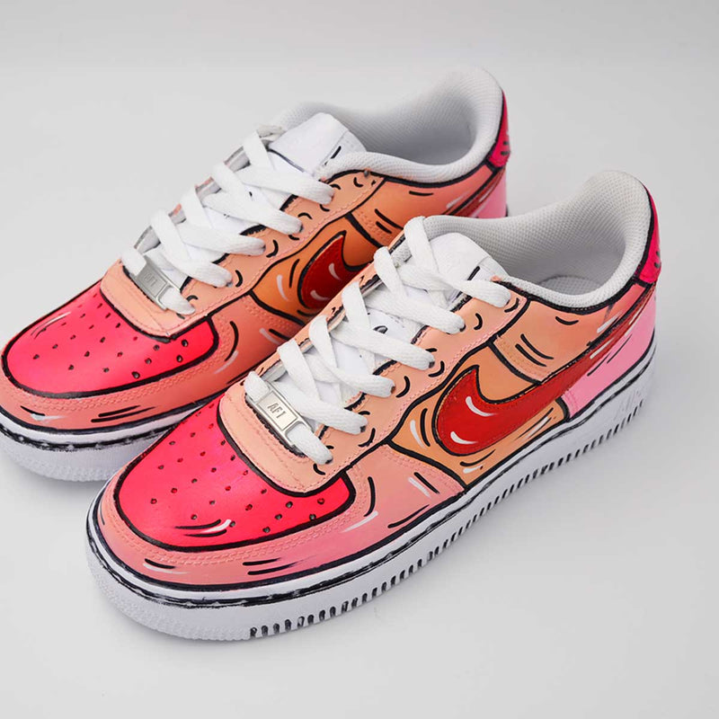 Personalizado AF1 Caricatura Rojo Rosa - Handcraftd