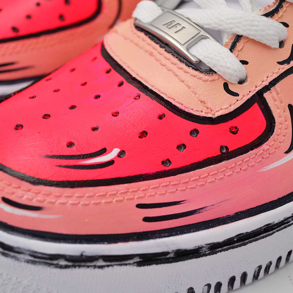 Personalizado AF1 Caricatura Rojo Rosa - Handcraftd
