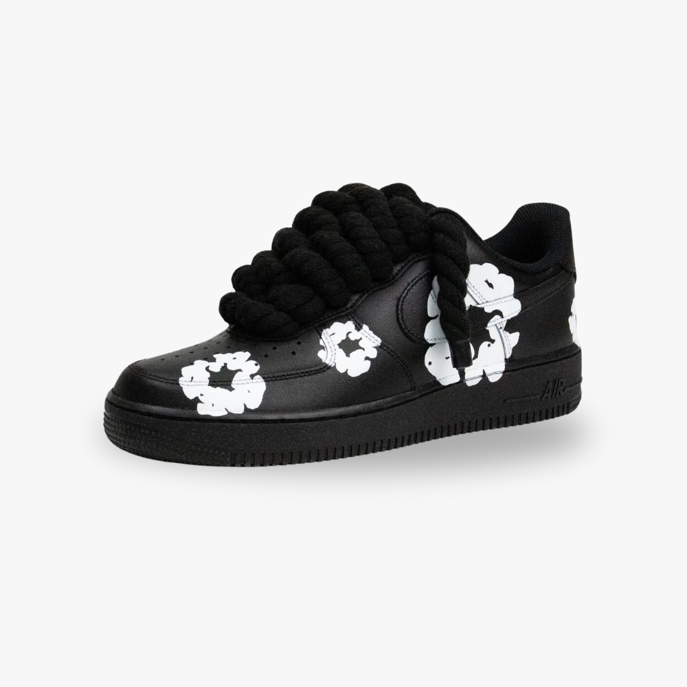 AF1 noir personnalisé Larmes et corde - Handcraftd