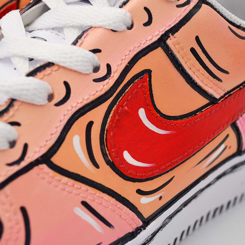 AF1 Cartoon Rouge Rose Personnalisé - Handcraftd