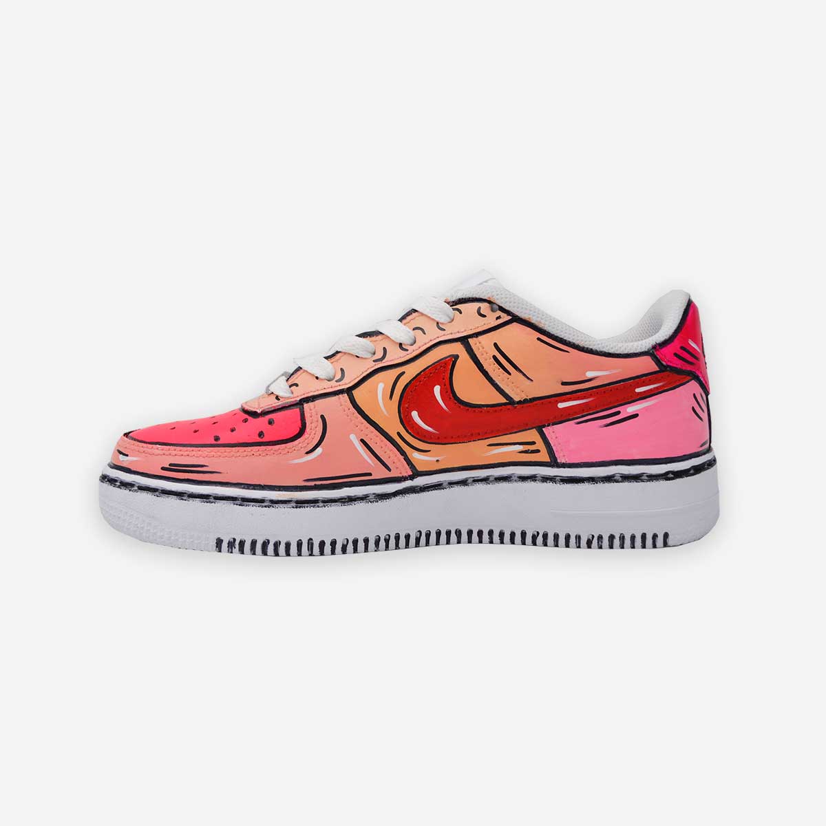 Aangepaste AF1 Cartoon Rood Roze - Handcraftd